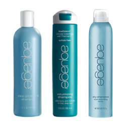 Aquage products lined up on display